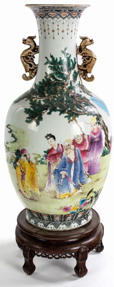 Vaso in Porcellana Policroma, Cina, XIX Secolo