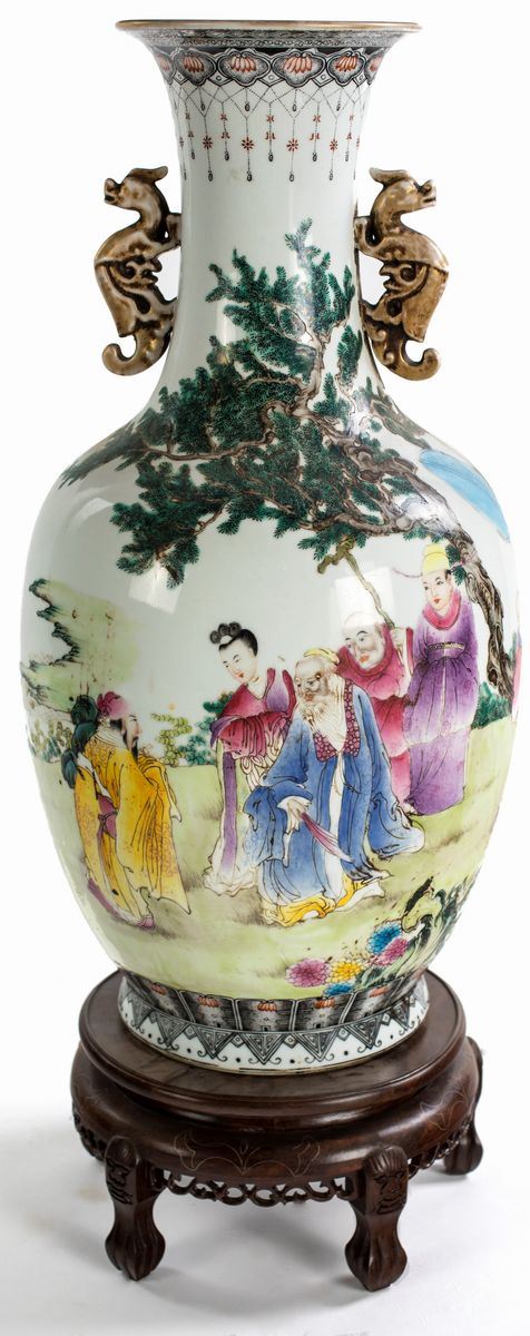 Vaso in Porcellana Policroma, Cina, XIX Secolo