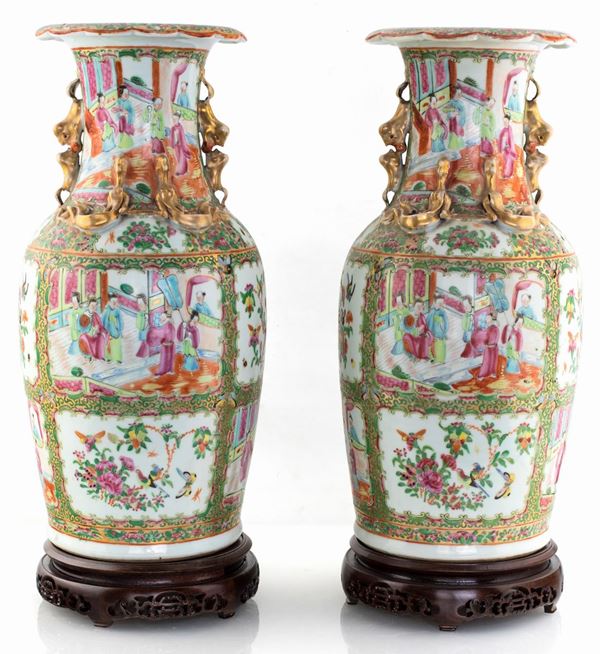 Coppia di vasi in porcellana, Canton  - Asta Arte Asiatica - Casa d'Aste Arcadia