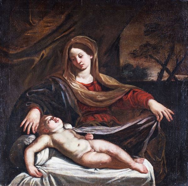 Scuola Emiliana del XVII secolo - Madonna del velo