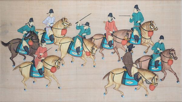 Dipinto su seta, Cina, XX secolo 