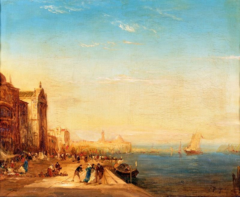 Pittore del XIX Secolo - Paesaggio Veneziano