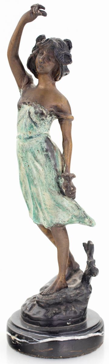Scultura in Bronzo Brunito in Parte Patinato, Inizio XX Secolo