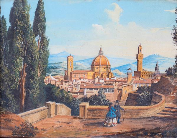 Pittore del XIX secolo - Veduta di Firenze da Piazzale Michelangelo