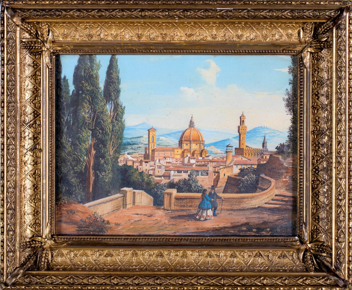 Pittore del XIX Secolo - Veduta di Firenze da Piazzale Michelangelo