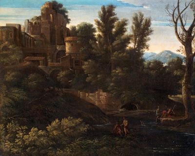 Paesaggio con Borgo e Figure