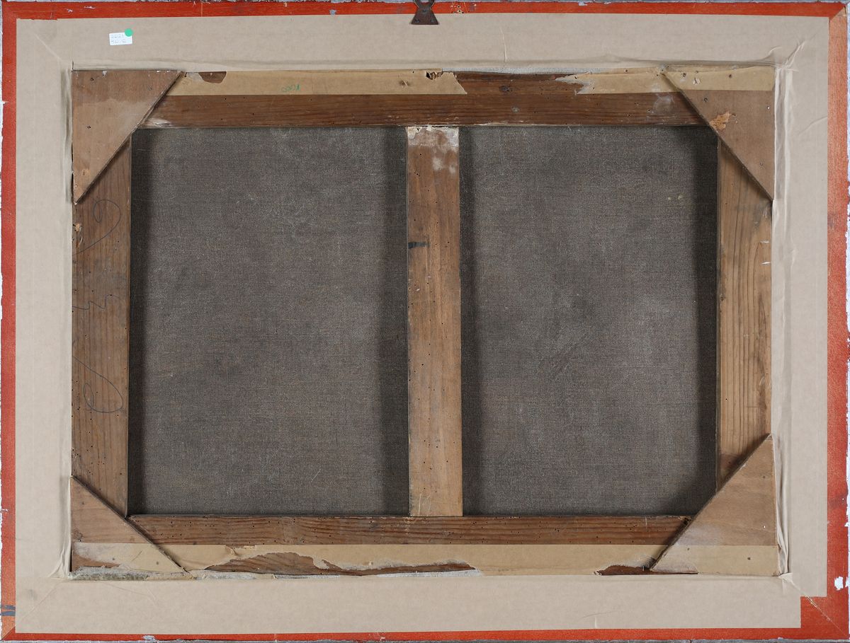 Pittore del XIX Secolo - Paesaggio con Acquedotto Romano e Composizione Floreale