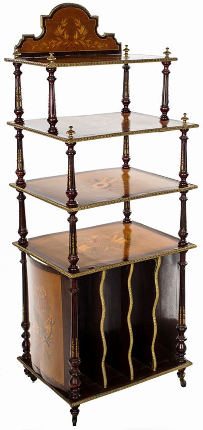Etagère Intarsiata con Strumenti Musicali