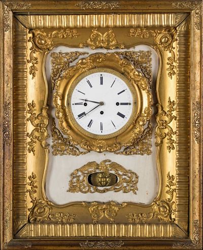 Orologio da Muro in Legno Dorato, Austria, XIX Secolo