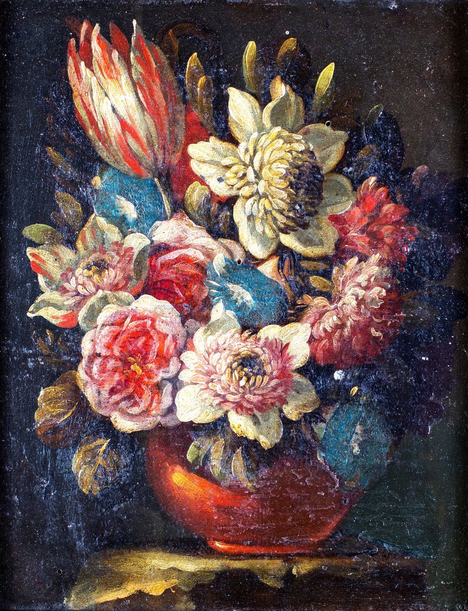 Pittore Fine XVII/inizio XVIII Secolo - Natura Morta di Fiori