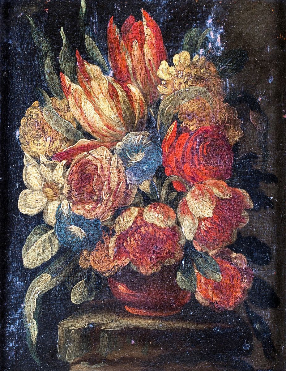 Pittore Fine XVII/inizio XVIII Secolo - Natura Morta di Fiori