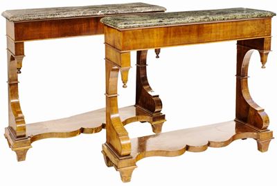 Coppia di Piccole Consoles in Mogano, Napoli, XIX Secolo