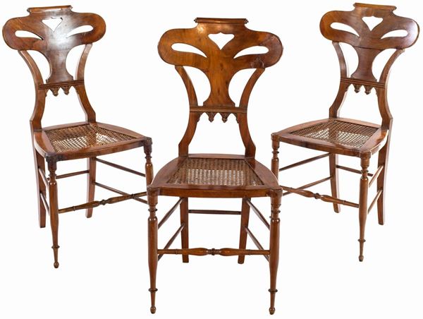 Tre sedie in noce, fine XIX/inizio XX secolo