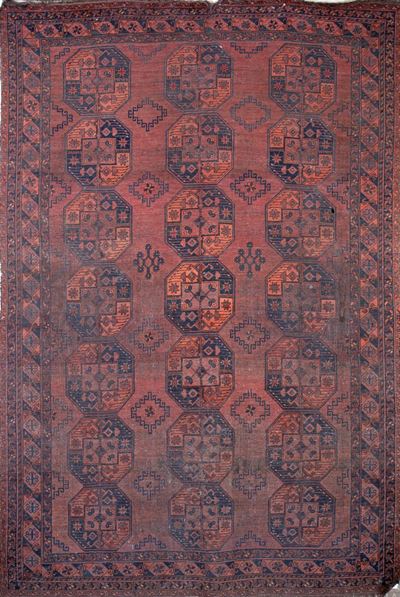 Antico Tappeto Afghano Fondo Rosso