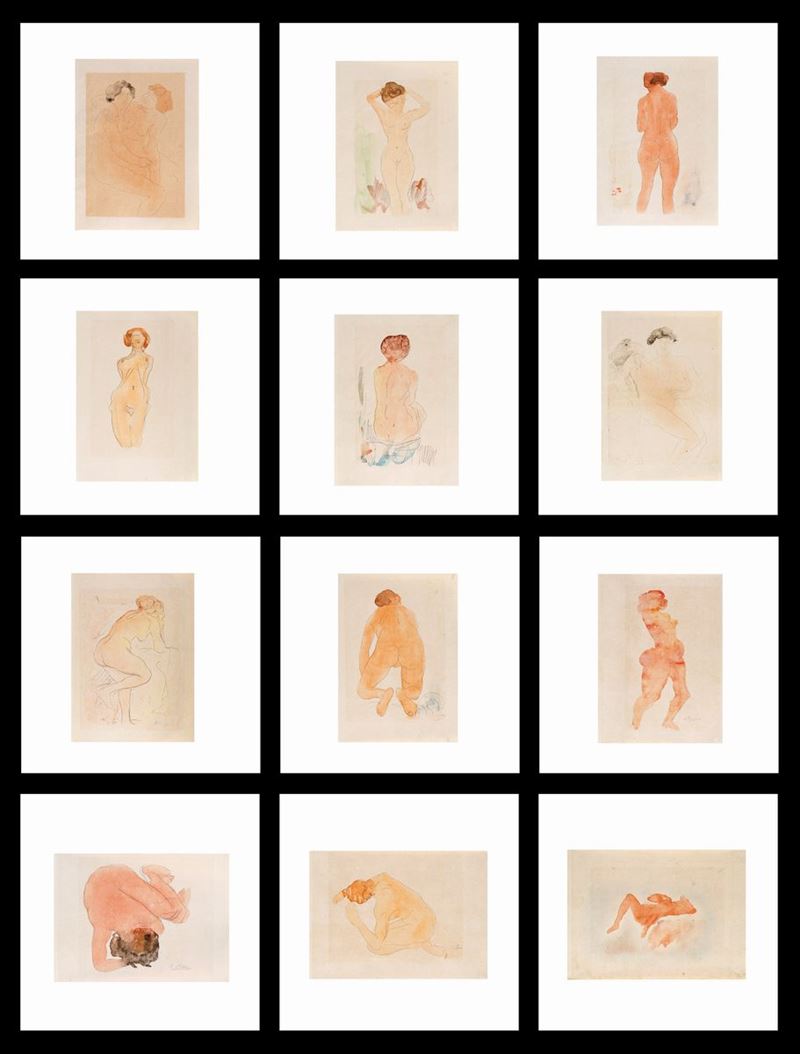 Douze Aquarelles De Auguste Rodin