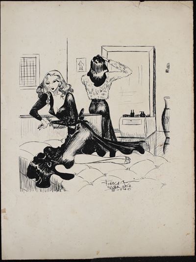 Scena di Interno con Donna Sdraiata e Donna allo Specchio