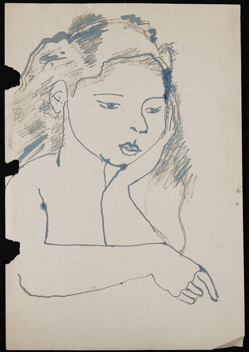 Anonimo del XX Secolo - Figura di Donna Pensierosa