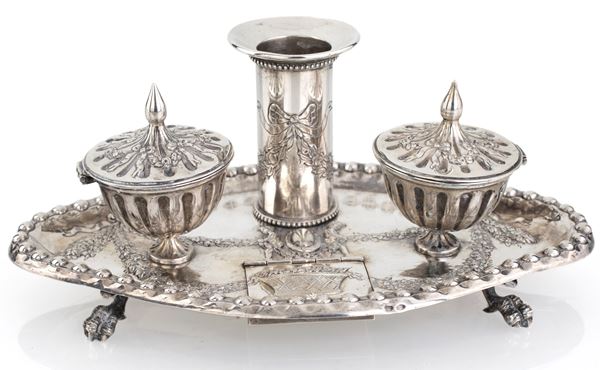 Calamaio in argento, Hanau, Germania, XIX secolo