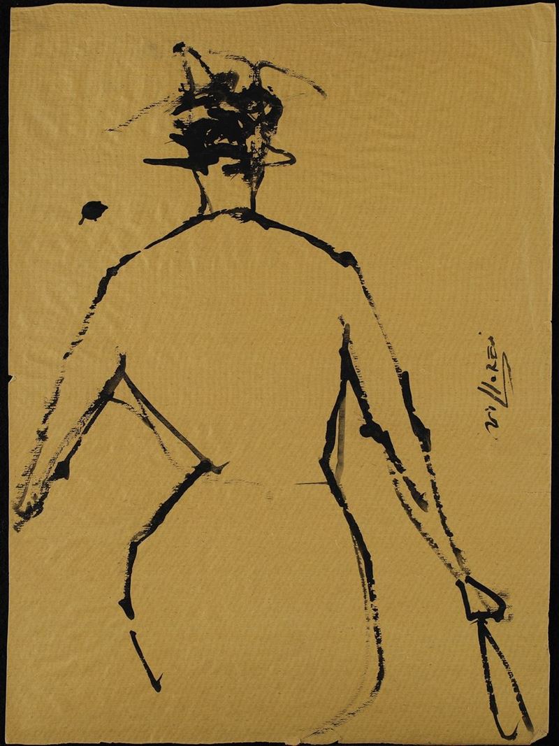 Franco Villoresi - Senza Titolo (figura di Donna di Spalle con Cappello)