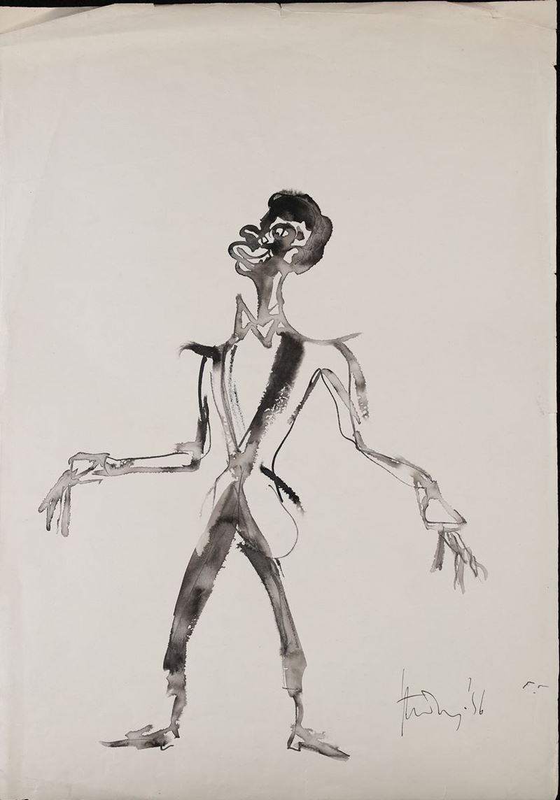 Giovanni Stradone - Senza Titolo (figura in Frac e Papillon)