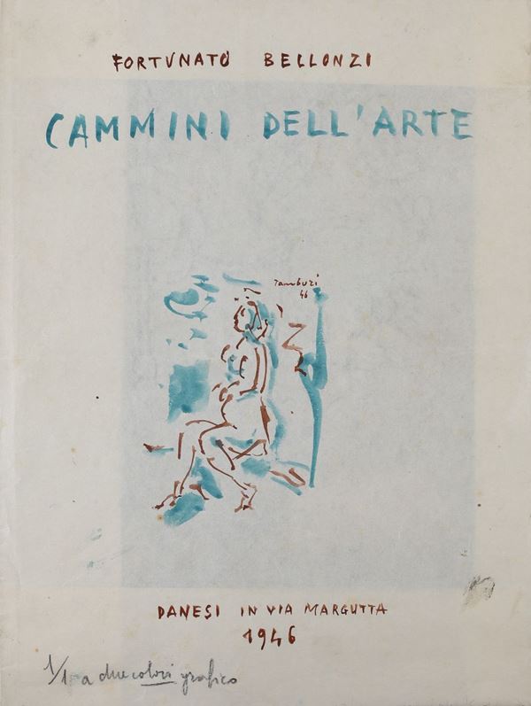 Orfeo Tamburi - Disegno per la copertina del libro Cammini dell&#39;Arte di Fortunato Bellonzi