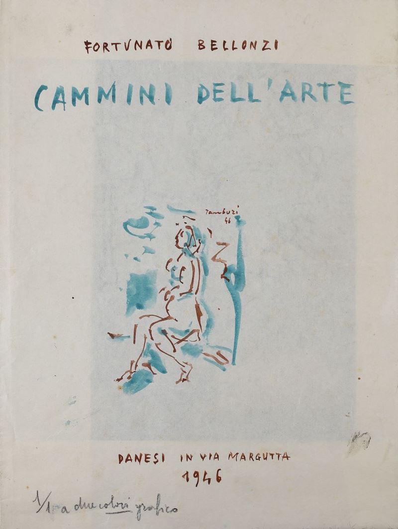 Orfeo Tamburi - Disegno per la Copertina del Libro Cammini Dell'arte di Fortunato Bellonzi
