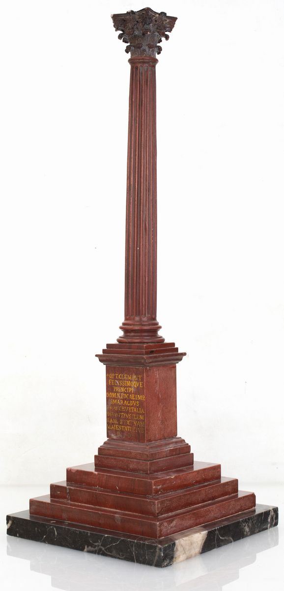 Modello di colonna in marmo rosso antico, inizi del XIX secolo  - Asta Fine Antiques e Tappeti - Casa d'Aste Arcadia