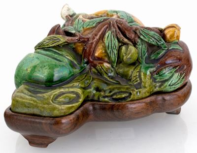 Sciacqua Pennelli Fitomorfo in Ceramica Smaltata, Cina, XX Secolo