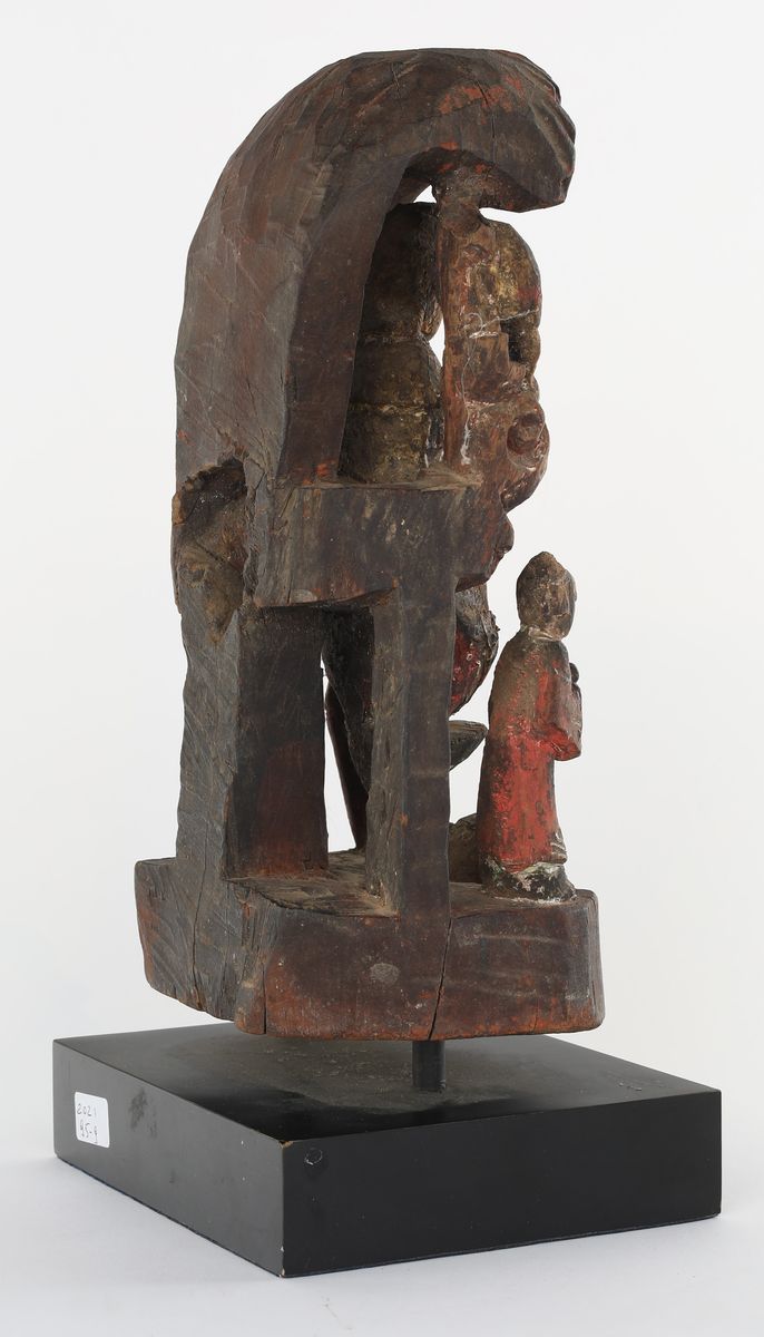Piccola Figura di Guanyin Avalokitesvara in Legno Policromo, Cina Dinastia Qing, XIX Secolo