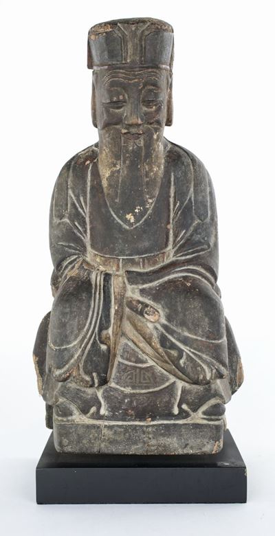 Saggio Taoista in Legno, Cina, Dinastia Qing, Inizio del XIX Secolo