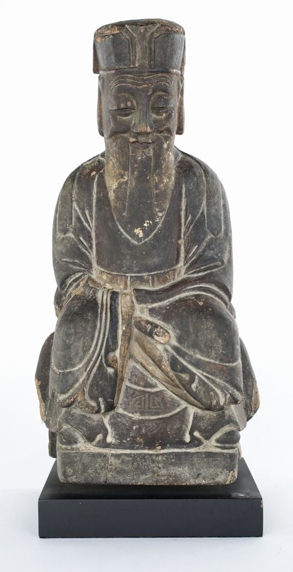 Saggio taoista in legno, Cina, dinastia Qing, inizio del XIX secolo
