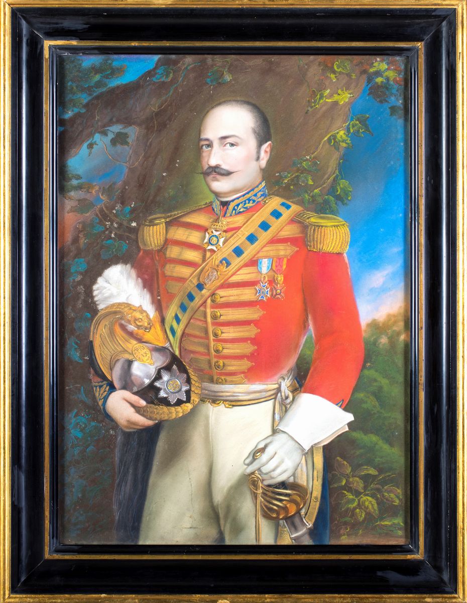 Pittore del XIX Secolo - Ritratto di Guardia Nobile Pontificia in Uniforme di Gala, Regnante Pio ...