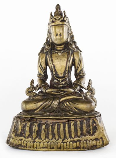 Piccola Figura di Buddha in Bronzo, Nepal, XVIII Secolo