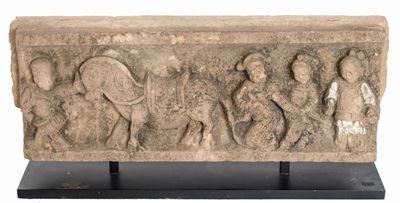 Altorilievo in Pietra Basaltica, Cina, Dinastia Qing, Inizio del XIX Secolo