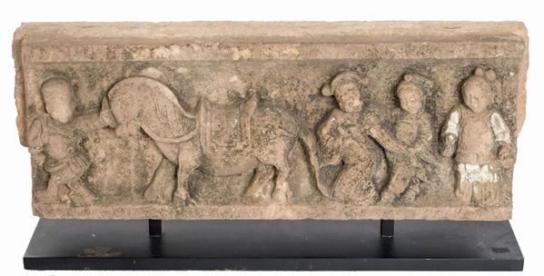 Altorilievo in pietra basaltica, Cina, dinastia Qing, inizio del XIX secolo