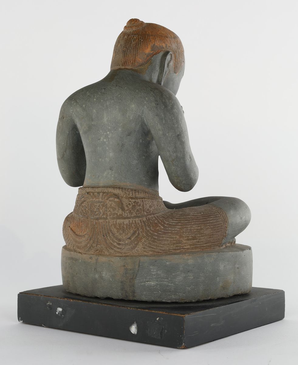Piccola Scultura in Scisto Verde, Cambogia, XX Secolo