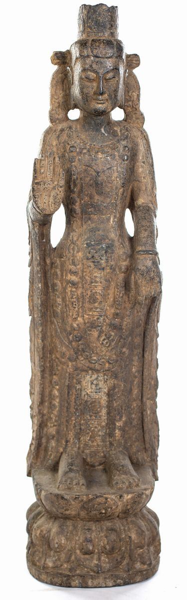 Grande Guanyin Avalokitesvara in scisto, Cina, dinastia Qing, XIX secolo