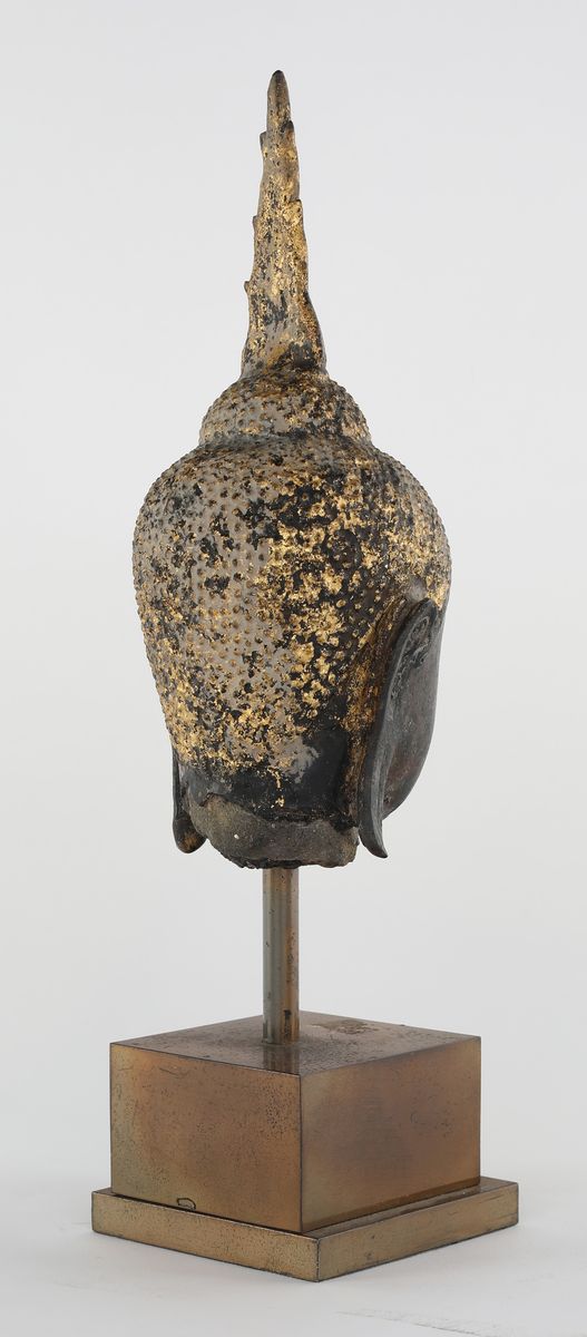 Testa di Buddha in Bronzo Brunito, Ayuthaya, Thailandia, XVIII Secolo