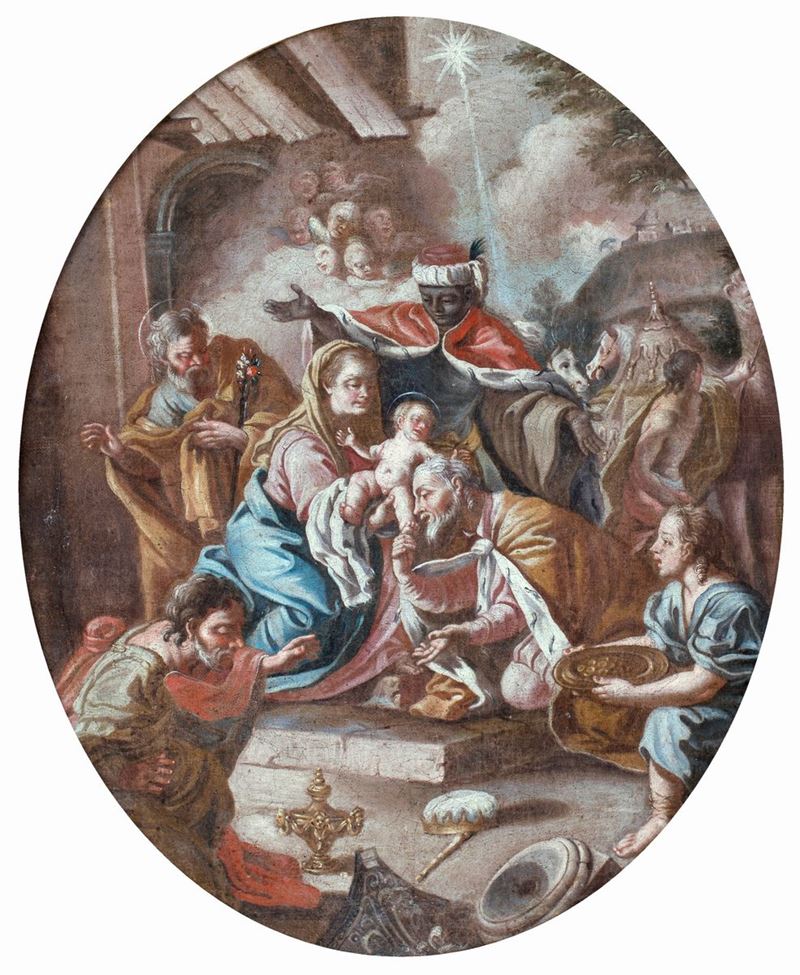 Scuola Napoletana del XVIII Secolo - Adorazione dei Magi