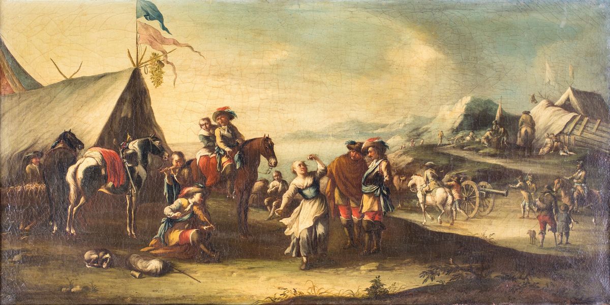 Pittore Fiammingo del XVII Secolo - Accampamento Militare