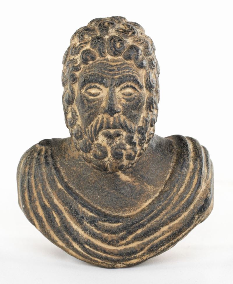 Piccolo Busto Maschile in Scisto Nero, Area Storica del Gandhara, III-IV Secolo