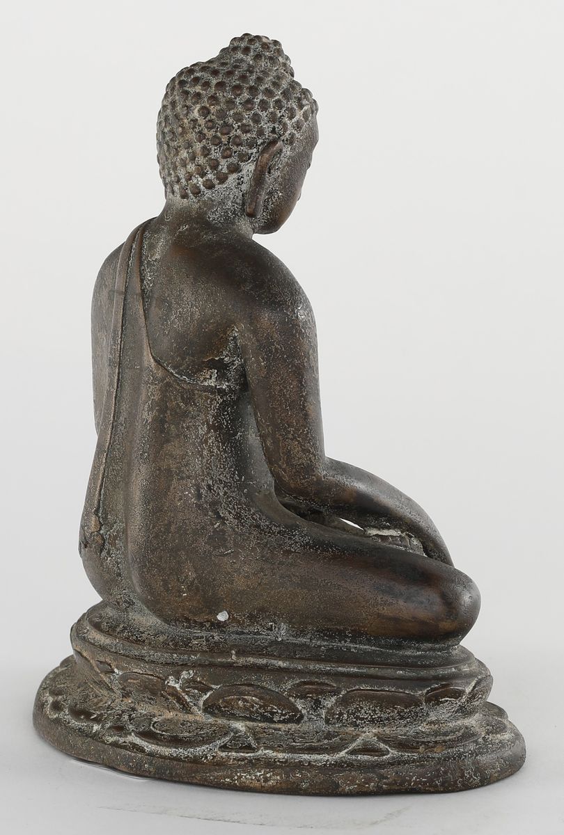 Piccolo Buddha Bhumisparsha in Bronzo a Fusione Piena, Post Pagan, Birmania, XVII Secolo