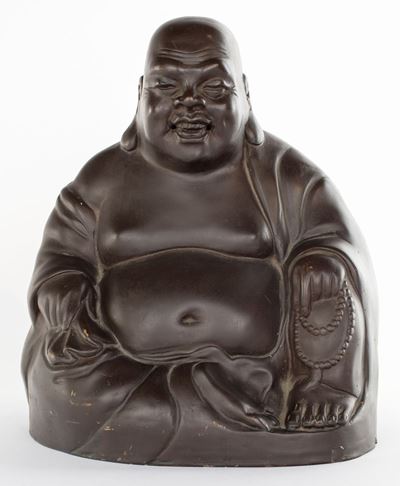 Budai in Ceramica Marrone, Cina, Fine della Dinastia Qing, Inizio del XX Secolo