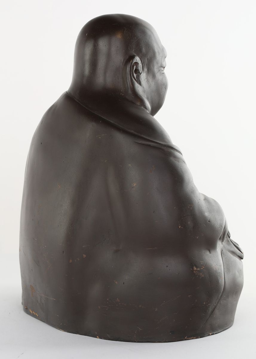 Budai in Ceramica Marrone, Cina, Fine della Dinastia Qing, Inizio del XX Secolo