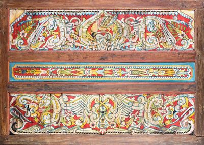 Grande Pannello in Legno Policromo, Bali, Indonesia, XIX Secolo