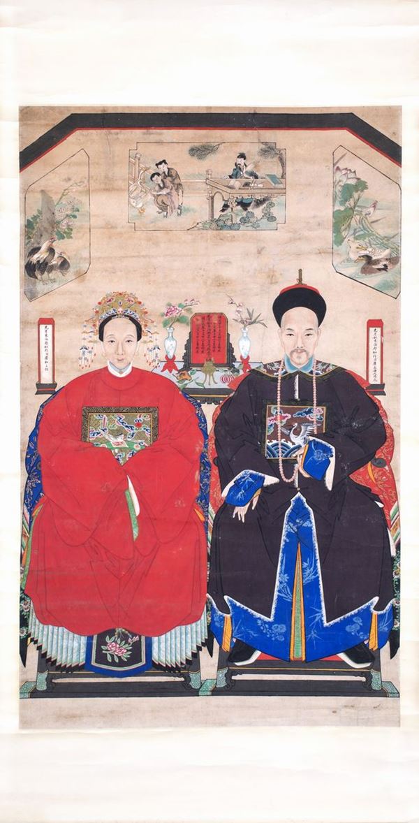 Grande rotolo verticale, Cina, XX secolo  - tempera su carta - Asta Arte Asiatica - Casa d'Aste Arcadia