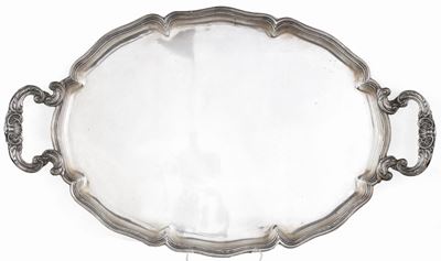 Vassoio Ovale in Argento con Manici