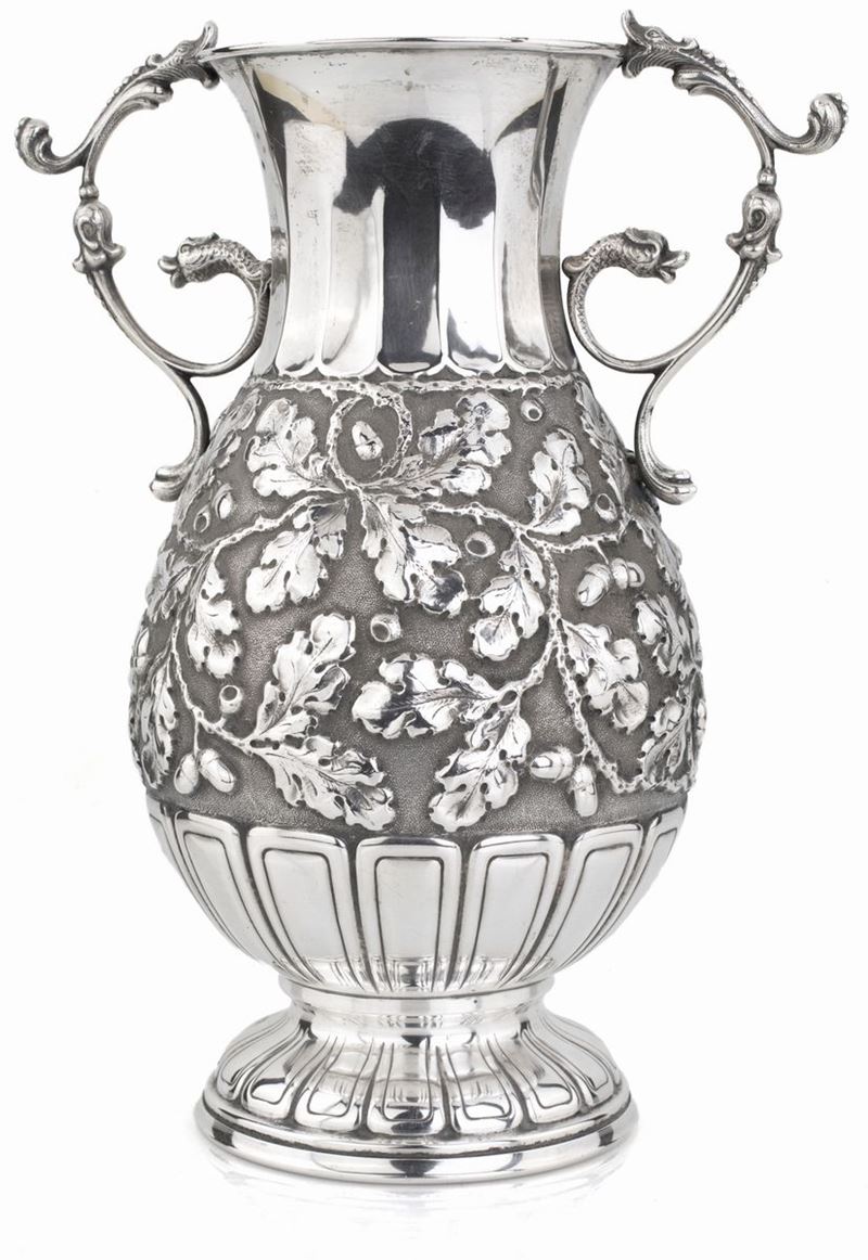Vaso Ad Anfora Biansata in Argento