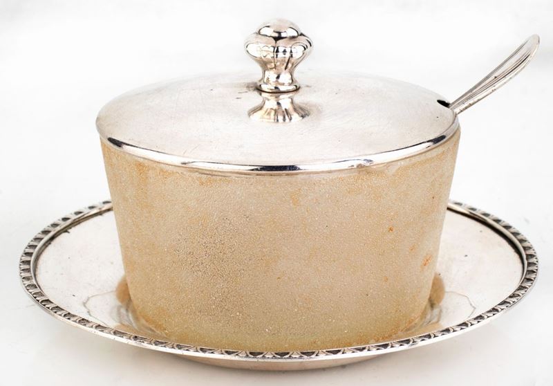 Formaggiera in Argento con Cucchiaio e Piatto