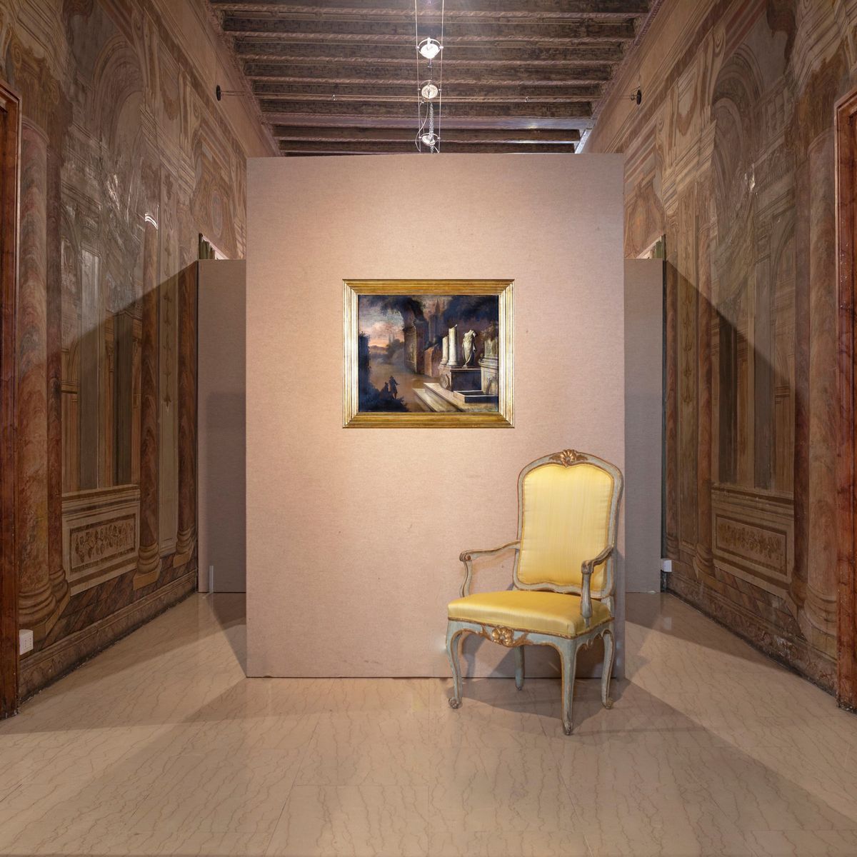 Pittore Fine del XVIII Secolo - Paesaggio con Rovine e Figure